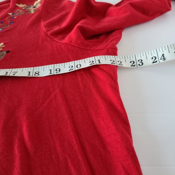 HOLIDAY EDITION?? RED -EMBROIDED/APPLIQUE REINDEER-CHRISTMAS LIGHTS SZ1X/XG(16) - Picture 4 of 9